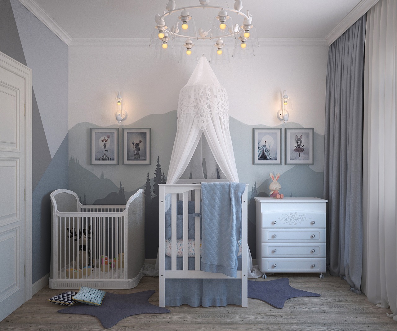 Ruimtebesparende kindermeubels in moderne kinderkamer.